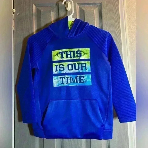 Old Navy Active boys hoodie in royal blue & lime green boys size medium 8 - Picture 1 of 6